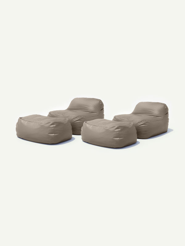Dume Lounge Chair + Ottoman Vegan Leather (Set of Two) - Stone
