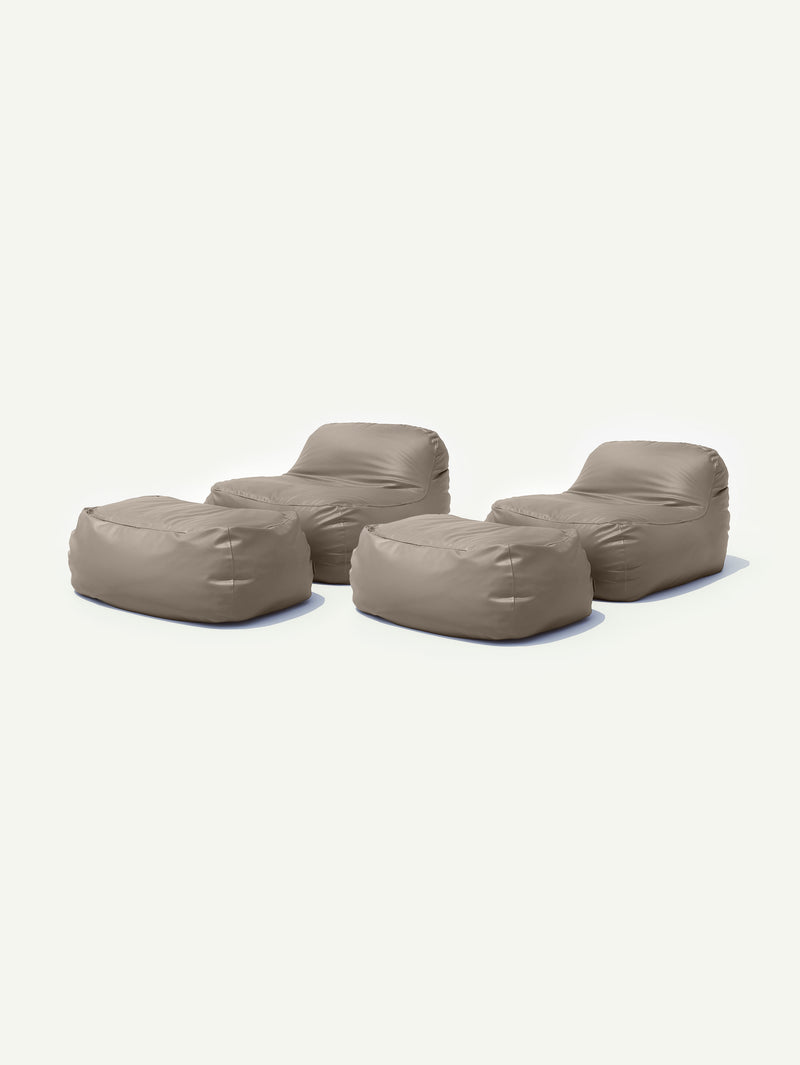 Dume Lounge Chair + Ottoman Vegan Leather (Set of Two) - Stone