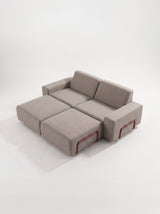Modo 2 Seater Outdoor Sofa + 2 Ottoman - Almond with Malbec Aluminum