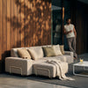 Modo 3 Seater Outdoor Sofa + Ottoman - Almond with Stone Aluminum