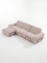 Modo 3 Seater Outdoor Sofa + Ottoman - Burgundy with Malbec Aluminum