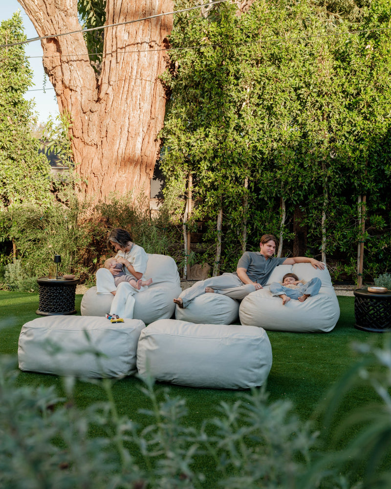 Dume Outdoor Bean Bag Chair + Ottoman, Oat/Beige | Premium Outdoor Lounge Chairs