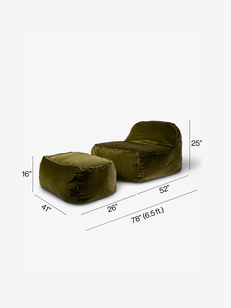 Dune Lounge Chair + Ottoman Vegan Leather - Charcoal