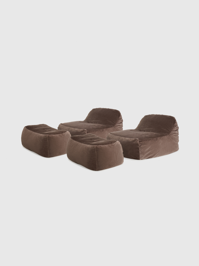 Dume Lounge Chair + Ottoman Velvet (Set of Two) - Portobello