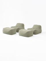 Dume Lounge Chair + Ottoman Velvet (Set of Two) - Aqua