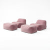 Dume Lounge Chair + Ottoman Velvet (Set of Two) - Faded Rose