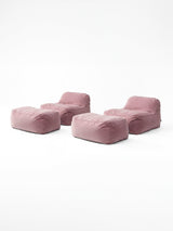 Dume Lounge Chair + Ottoman Velvet (Set of Two) - Faded Rose