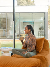 Dume Lounge Chair + Ottoman Velvet - Saffron