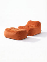 Dume Lounge Chair + Ottoman Velvet - Tangerine