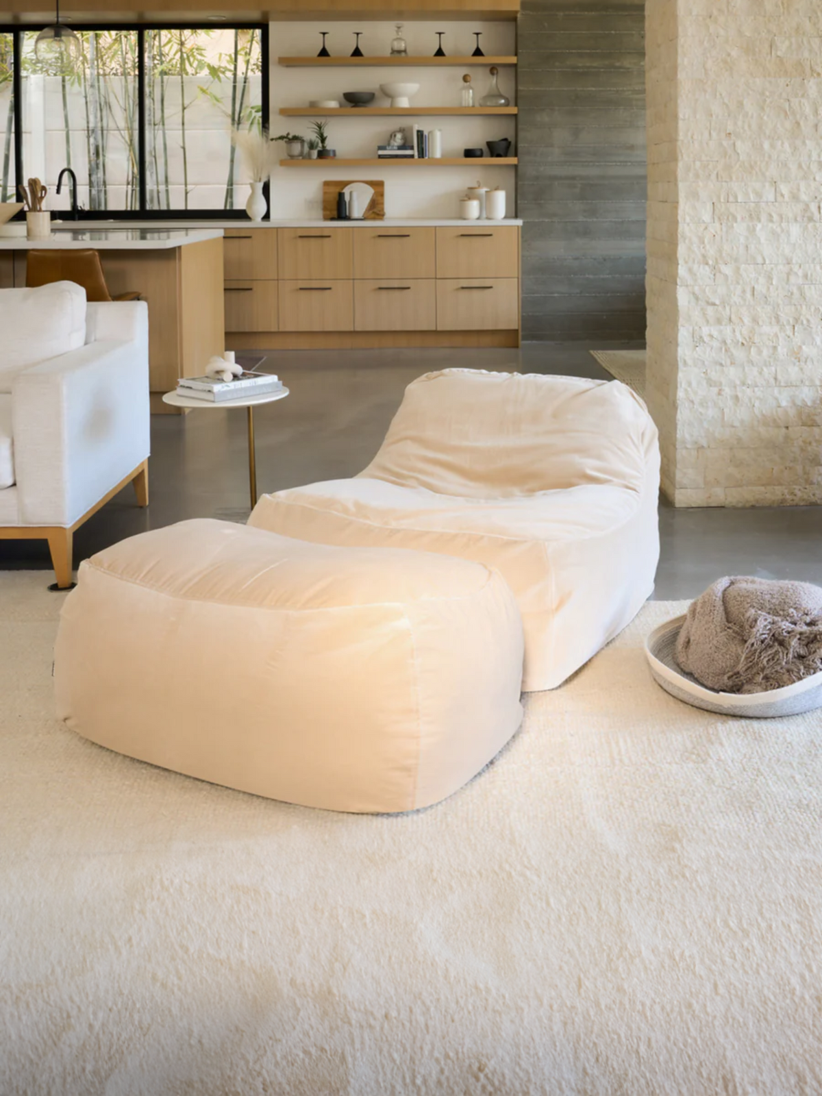 Dume Lounge Chair Ottoman Velvet Marshmallow