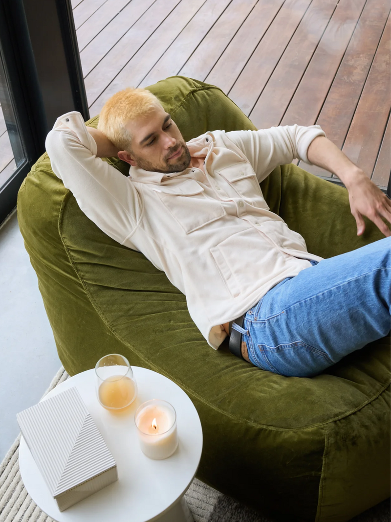 Dune Lounge Chair + Ottoman Velvet - Moss