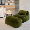 Dune Lounge Chair + Ottoman Velvet - Moss