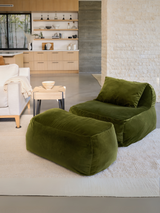 Dune Lounge Chair + Ottoman Velvet - Moss