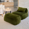 Dune Lounge Chair + Ottoman Velvet - Moss