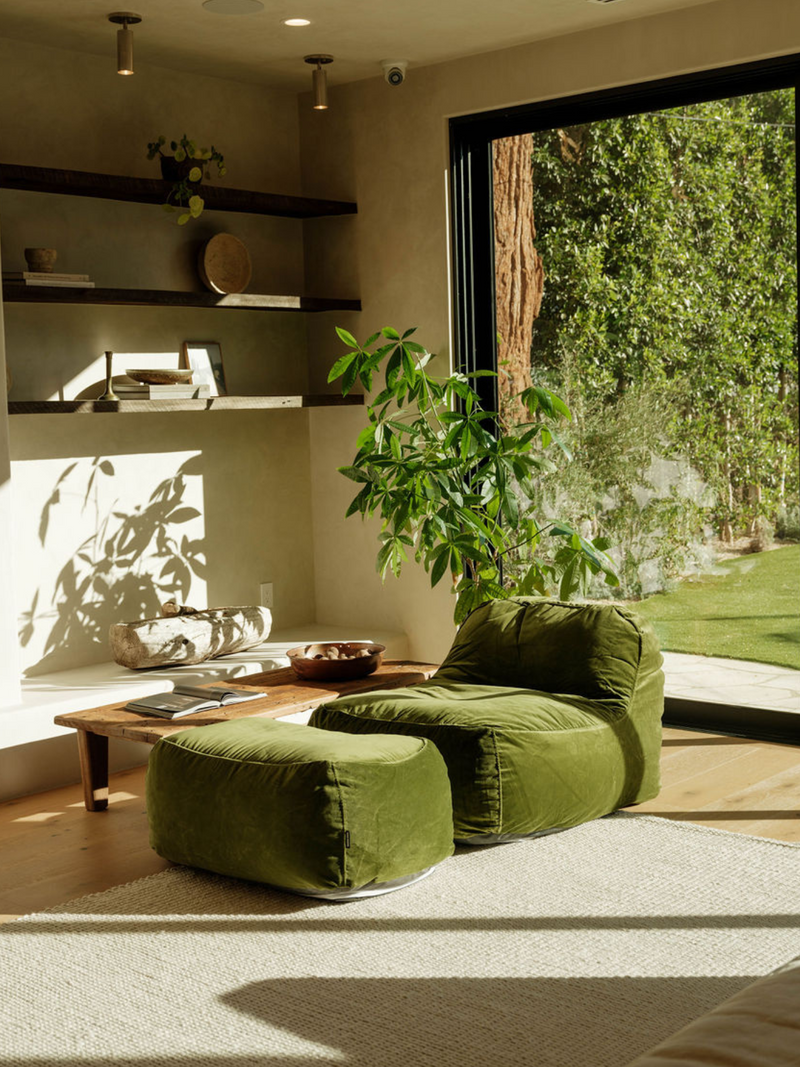 Dune Lounge Chair + Ottoman Velvet - Moss