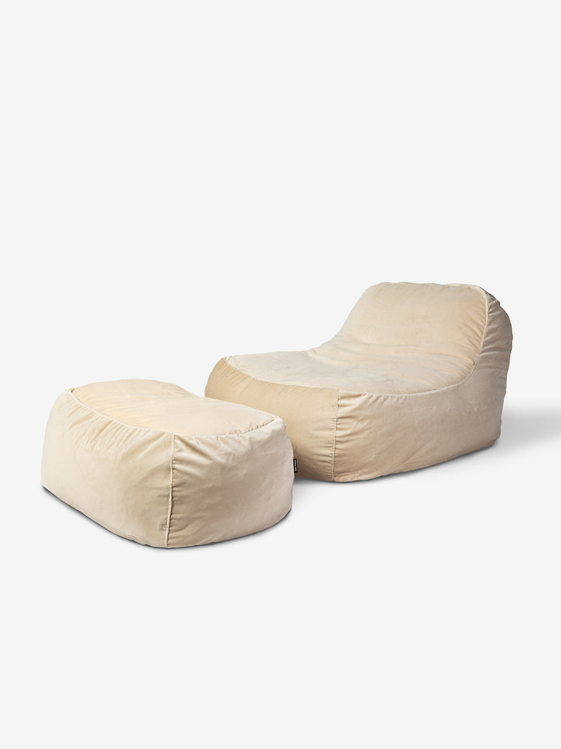Dune Lounge Chair + Ottoman Velvet - Marshmallow