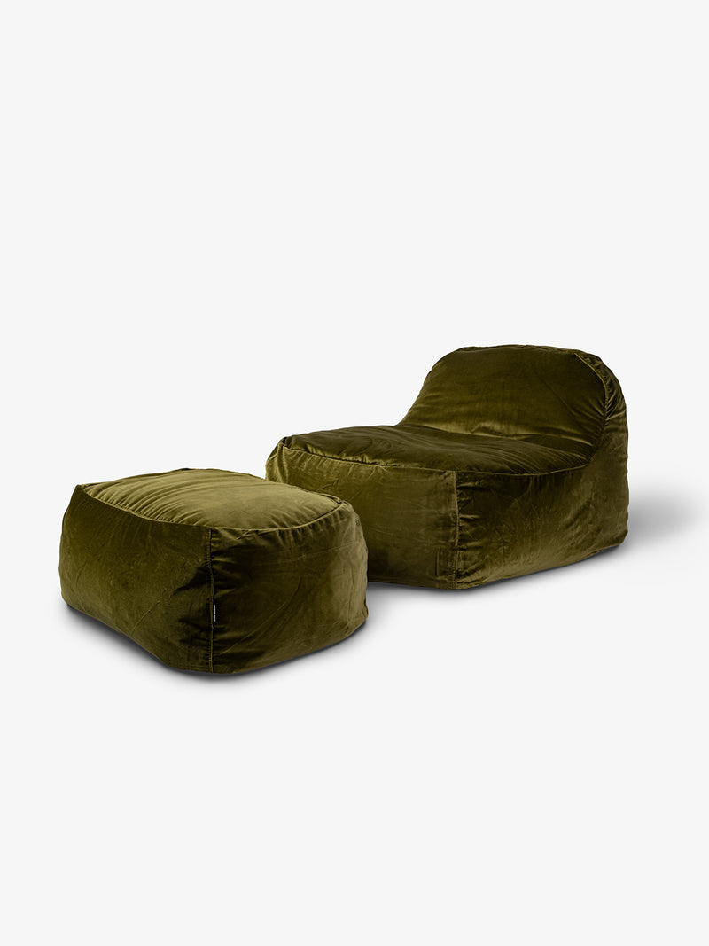 Dune Lounge Chair + Ottoman Velvet - Moss