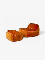 Dune Lounge Chair + Ottoman Velvet - Tangerine