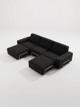Modo 3 Seater Outdoor Sofa + 2 Ottoman - Graphite with Stone Aluminum