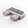 Modo 3 Seater Outdoor Sofa + 2 Ottoman - Gray with Malbec Aluminum