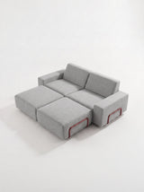 Modo 2 Seater Outdoor Sofa + 2 Ottoman - Gray with Malbec Aluminum