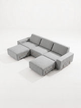Modo 3 Seater Outdoor Sofa + 2 Ottoman - Gray with Stone Aluminum