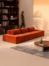 Modo 3 Piece (142") Sofa - Velvet - Tangerine