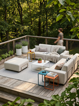 Modo 2 Seater Outdoor Sofa + Ottoman - Oat with Stone Aluminum