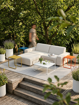 Modo Ottoman Outdoor - Oat with Stone Aluminum