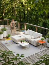 Modo 2 Seater Outdoor Sofa + 2 Ottoman - Oat with Stone Aluminum