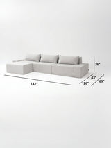Modo 3 Piece (142") Sofa + Ottoman - Velvet - Moss