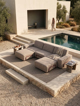 Modo 3 Seater Outdoor Sofa + 2 Ottoman - Almond with Malbec Aluminum
