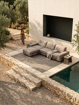 Modo 3 Seater Outdoor Sofa + 2 Ottoman - Almond with Malbec Aluminum