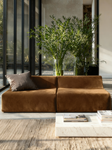 Modo Armless (80") Sofa - Velvet - Cognac