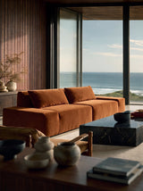 Modo 2 Piece (102") Sofa + 2 Ottoman - Velvet - Cognac
