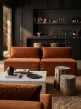Modo Armless (80") Sofa - Velvet - Cognac