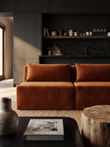 Modo Armless (80") Sofa - Velvet - Cognac