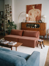 Modo Armless (80") Sofa - Velvet - Coral