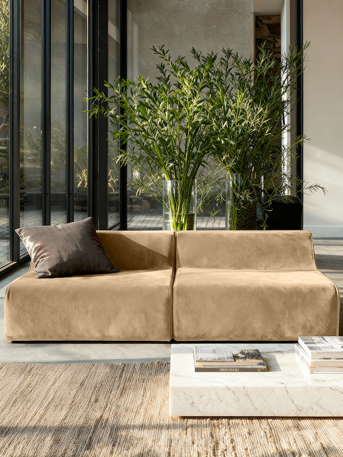 Modo Armless (80") Sofa - Velvet - Marshmallow