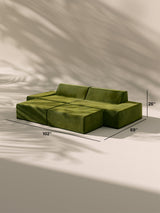 Modo 2 Piece (102") Sofa + 2 Ottoman - Velvet - Moss