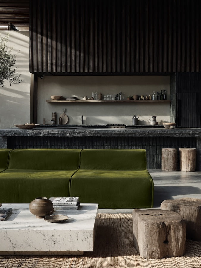 Modo Armless (80") Sofa - Velvet - Moss