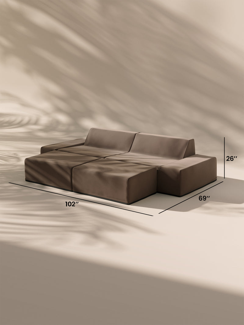 Modo 2 Piece (102") Sofa + Ottoman - Velvet - Portobello