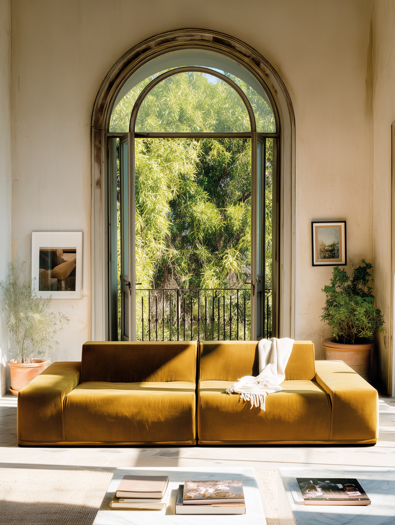 Modo 2 Piece (102") Sofa - Velvet - Saffron