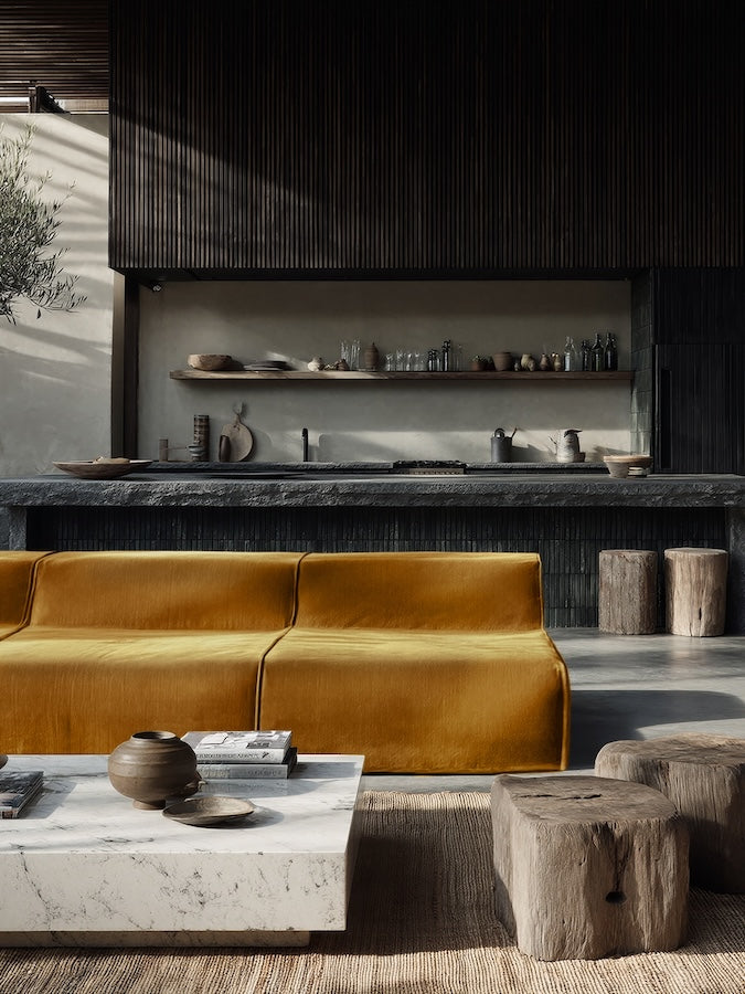 Modo Armless (80") Sofa - Velvet - Saffron