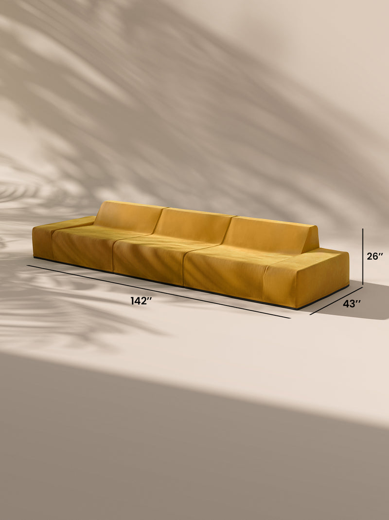 Modo 3 Piece (142") Sofa - Velvet - Saffron