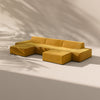 Modo 3 Piece (142") Sofa + 2 Ottoman - Velvet - Saffron
