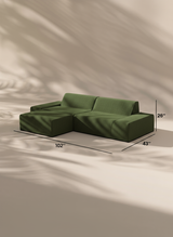 Modo 2 Piece (102") Sofa + Ottoman - Performance Fabric - Sage