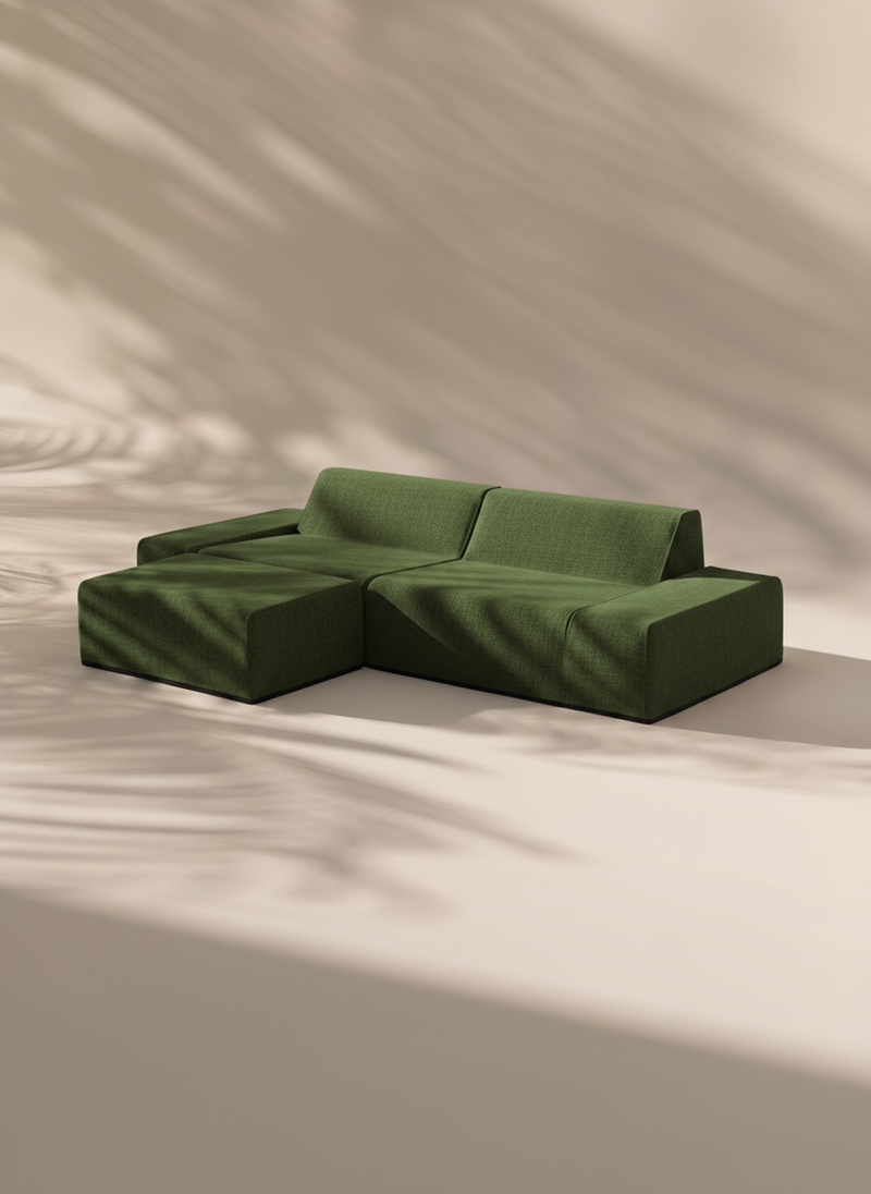 Modo 2 Piece (102") Sofa + Ottoman - Performance Fabric - Sage