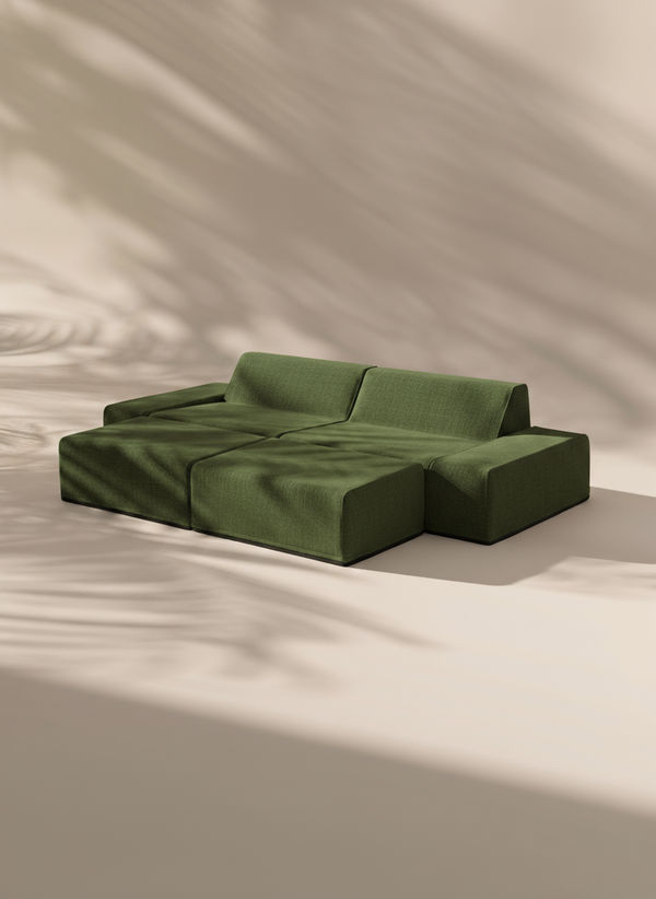 Modo 2 Piece (102") Sofa + 2 Ottoman - Performance Fabric - Sage