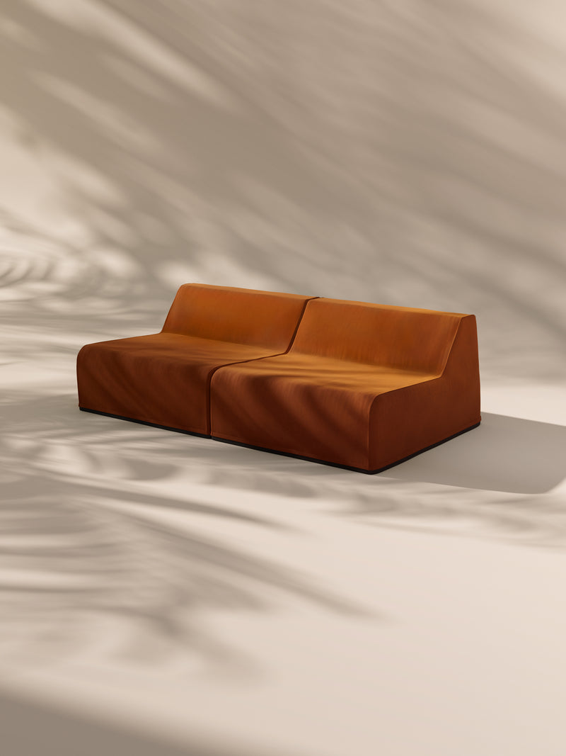 Modo Armless (80") Sofa - Velvet - Tangerine
